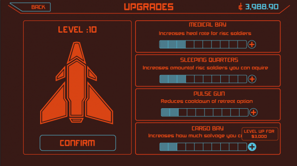 ship upgrade choosing levels